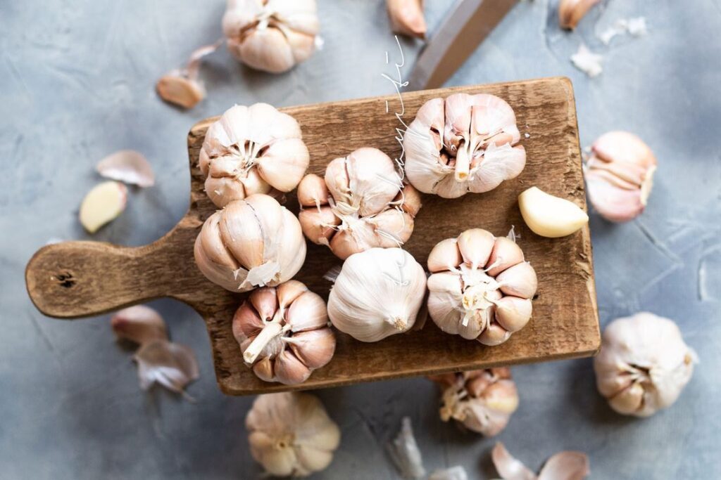Garlic contains allicin, a compound that relaxes blood vessels, thins the blood, and fights inflammation.